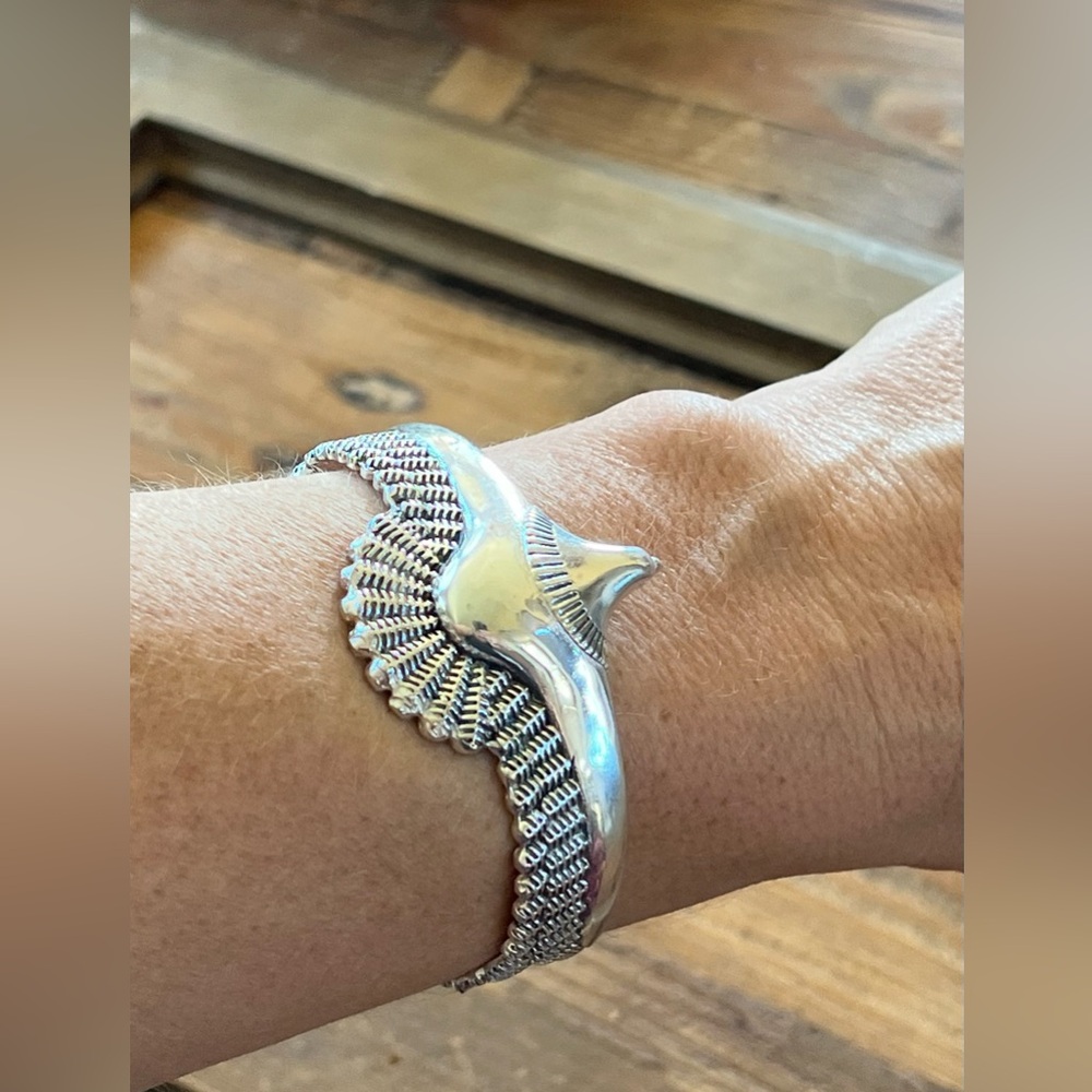 Sterling Silver Wing Cuff Bracelet - Silver